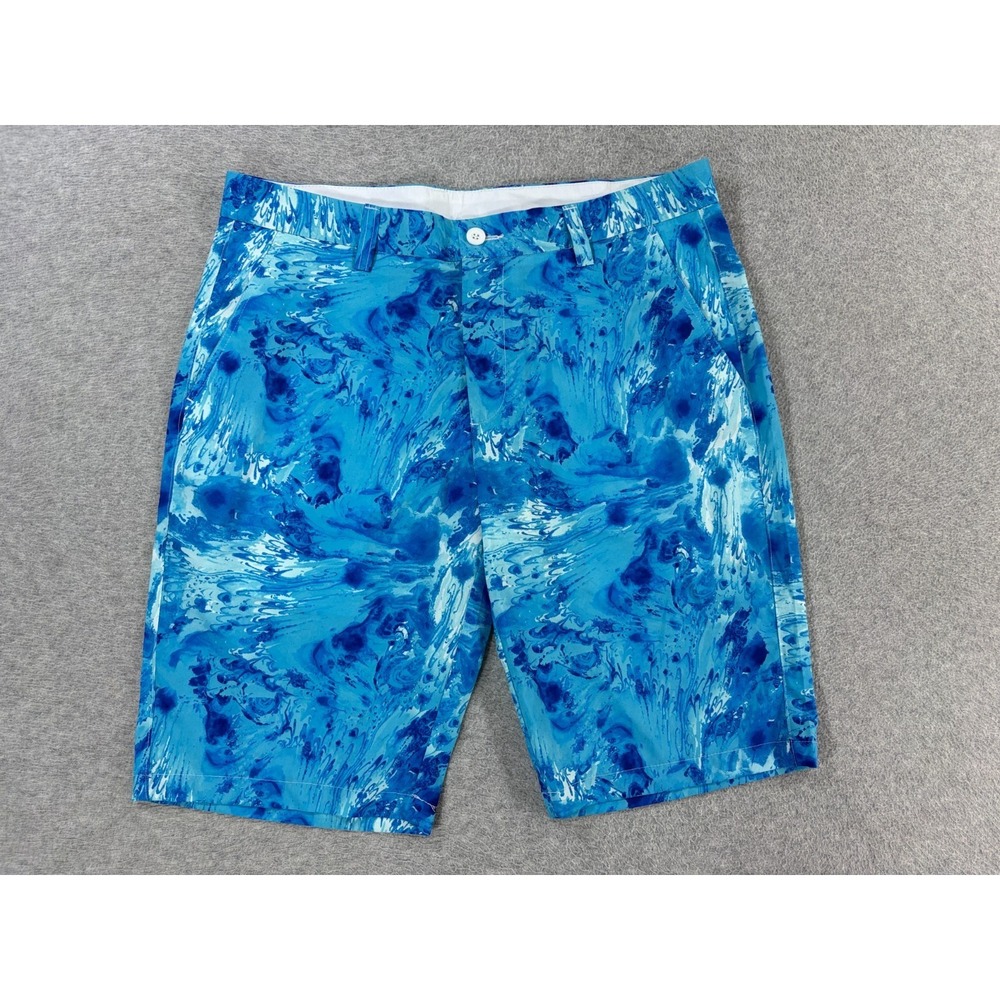 Hreski WAVES Performance Golf Shorts (Men's 32) Blue- 10"